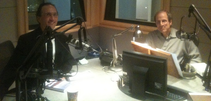 Michael Krasny and Francis Tapon at KQED's Forum studio in San Francisco