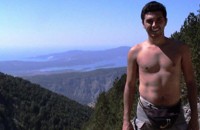 As the temps soared, Marcos shed his shirt. Here he's nearly at the top of the mountain. 