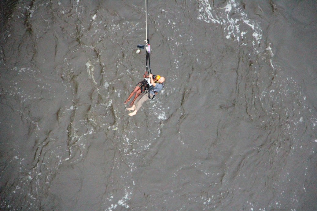 Swinging over the Zambezi River in Victoria Falls