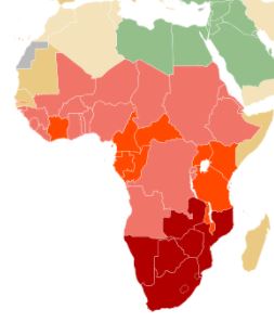 AIDS prevalence in Africa shows a significant difference between North African and the Sub-Sahara