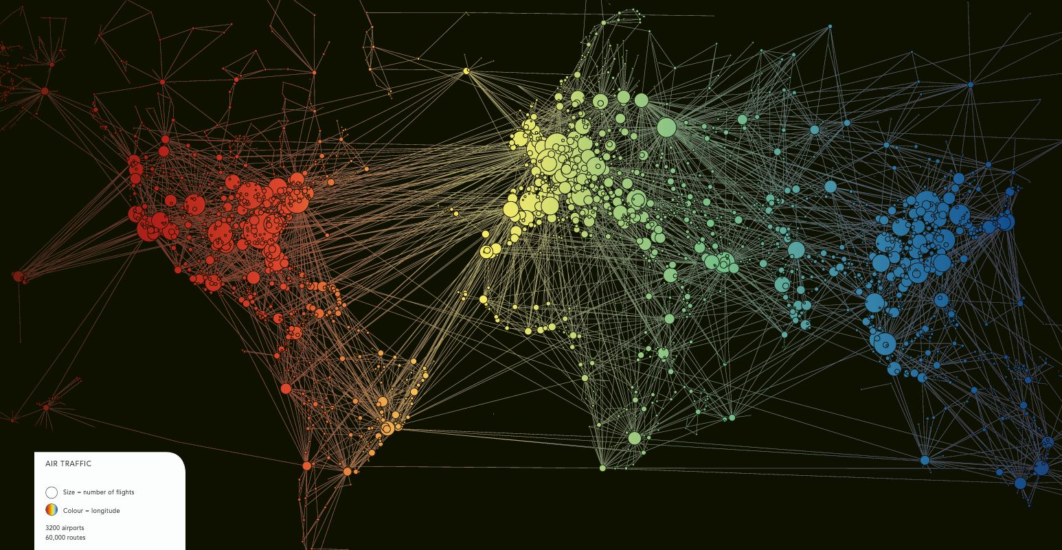 Air traffic world map