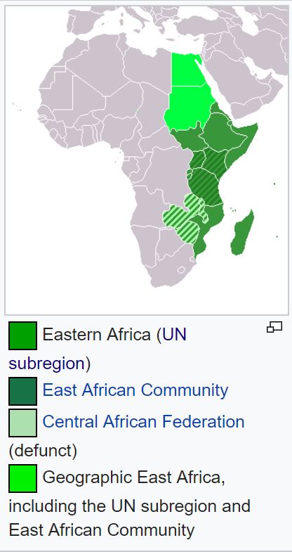 Map of countries that are in East Africa