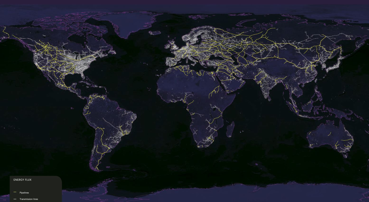 Energy lines world map
