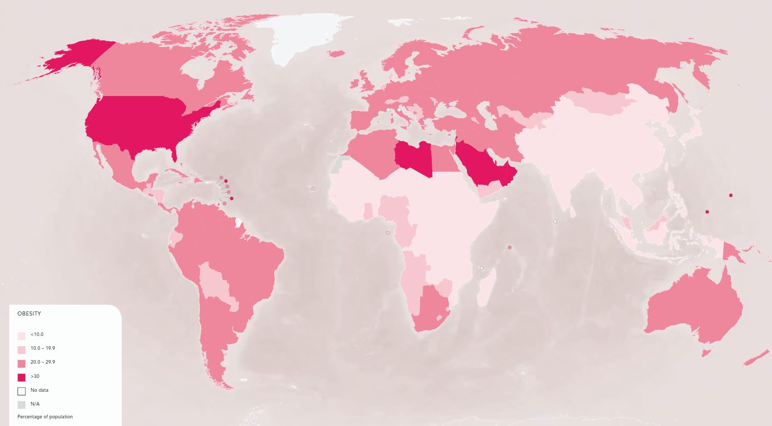 Fat people world map