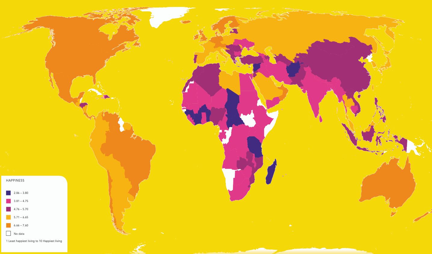 Happiness world map