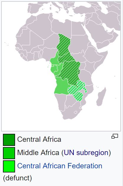 Map of countries that are in Middle Africa