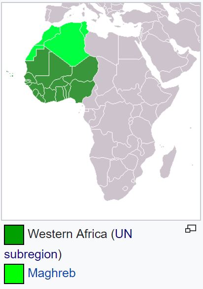 Map of countries that are in West Africa
