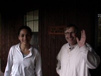 Jim Chester (Trail Angel) and Cartwheel. Jim just met us hiking in North Carolina. After talking with us for a few minutes  and learning that we had walked from Maine, he invited us to stay at his cabin for the night!