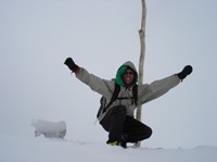 Summit of Mt. Elbert! 14,433 feet! Visibility was so bad that I didn't know if I was on the true summit or if I was on an adjacent mountain.