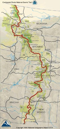 Map of the Continental Divide Trail - CDT