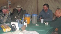  Tom is the man with the blue pullover. He's the outfitter who fed and sheltered me during a wicked snowstorm in September.