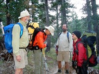 We swapped backpacks on the PCT for 30 minutes. I carried Basmati's huge pack, while he carried Maiu's 8 pound pack with a big smile on face