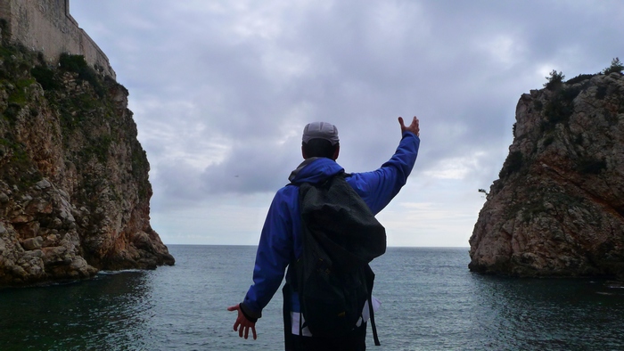 Waving goodbye, or hello, to Dubrovnik