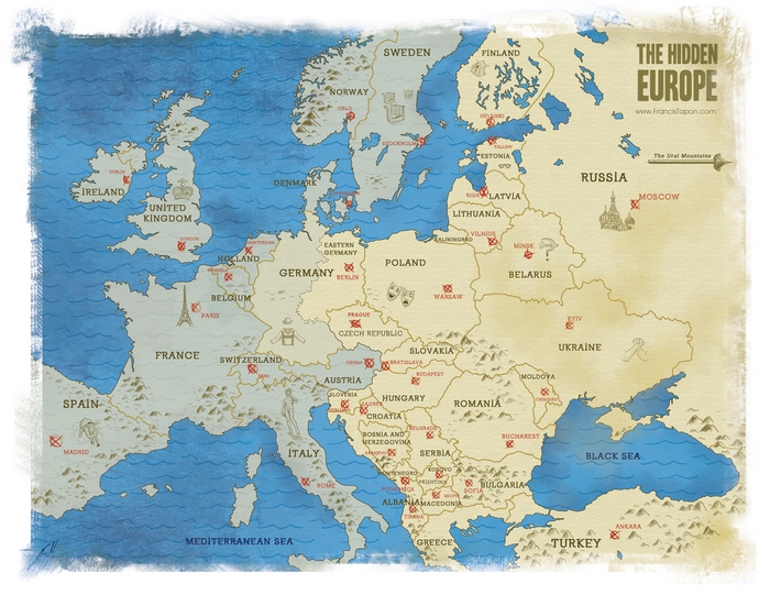 Eastern Europe map from Francis Tapon's book, 'The Hidden Europe'