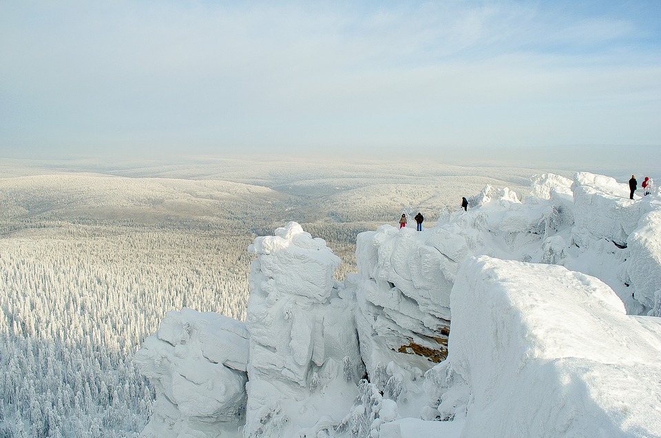 Snow, Rocks, and Ice in Russian Winter