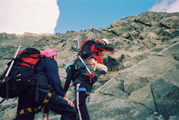 This is up Le Grand Couloir. Notice all the gear people were carrying. Many had plastic mountaineering books. I got some strange French looks with my tiny backpack and sneakers.