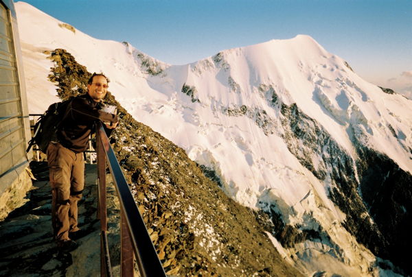 At the Gouter Hut Shelter. Nice view of Aiguille de Bionnassay, a part of the Mont Blanc Massif.