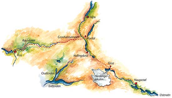 Finse-Flam elevation profile - bike route