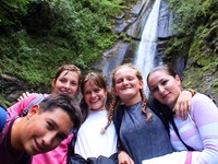 Audrey and her school kids after our field trip to the waterfall in the background. All the kids spoke English well because it Nova Schools is a bilingual school. I taught three classes at the school and the kids actually pretended to enjoy it! 