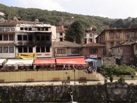 The burned out Serb neighborhood in the middle of Prizren. 