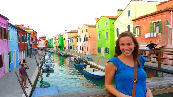 Ana on the bridge on Burano