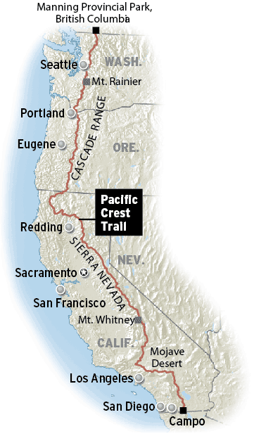Image result for Pacific Crest Trail map california