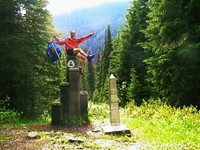 The southbound PCT thru-hike begins at Monument 78, the Canadian/US border. Note the lack of border guards and the jackass on the monument.