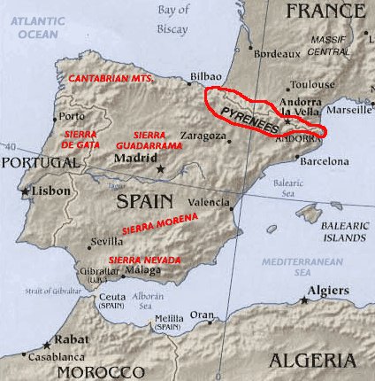 Map of Pyrenees