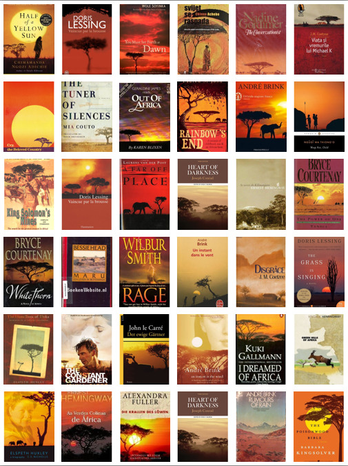 Africa book covers with acacia trees