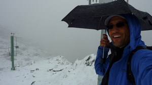I had a $5 umbrella in the Pyrenees, but it still helped protect me when the rain turned to slow as I climbed higher.