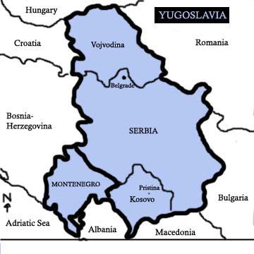 Republic of Serbia map in 1974 Yugoslavia. Shows Kosovo and Vojvodinja.