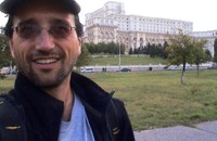 The People's Palace, built by Ceausescu, the megalomaniac. It's the 2nd biggest building in the world is behind me.