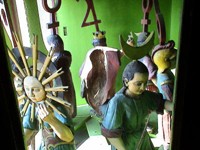 Which of these colorful figures in Sighisoara's clock tower comes out depends on the day of the month and the hour. 