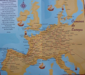El Camino Santiago - Caminos de Europa Map - Map of all the trails going to Santiago de Compostela